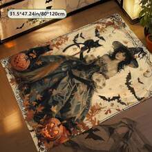1pc Halloween Witch Decor Rug, Witch And Bat Rug, Halloween Essential Rug - Washable And Easy To Clean, Suitable For Living Room, Bedroom, Kitchen, Study, Entrance, Laundry Room, Home Decor Gift Rug; Living Room Rug: Living Room Rug, Rug, Living Room Area Rug, Area Small Rug, Mat, Home Decor, Large Living Room Rug, Living Room Home Decor, Room Decor, Washable Rug - Multicolor - View 7