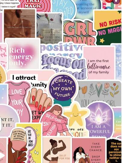 52pcs Vision Board Exquisite Cartoon Fun Stickers DIY Decorative Skateboarders Account Guitar Stickers School Supplies