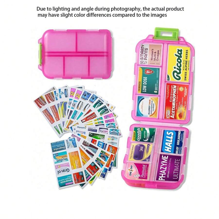 7-Day Portable Pill Case With Medicine Labels, Mini Travel Medication Storage Box, Daily Essentials