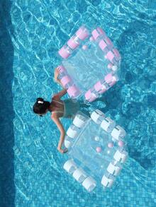 Transparent Glitter Mesh Inflatable Water Hammock Floating Bed, Adult Square Pool Lounge Chair, Inflatable Floating Bed For Beach, Pool And Water Activities - 彩色 - 查看 9