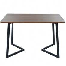 Dining Set (5-Piece), Dining Table With 4 Chairs, Modern Kitchen Table Set, Wood Grain Kitchen Table With Black Metal Legs, Walnut-Colored MDF Tabletop, Black Velvet Dining Chairs - 自然色 - 查看 8