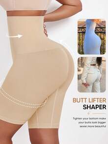 Women's High Elasticity Tummy Control Tight Fit Base Shorts Summer - Apricot - View 3
