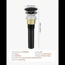 Bathroom Sink Drain With Overflow, Brass And 304 Stainless Steel  Up Drains, Anti-Clogging Vessel Sink Drain Strainer, All Metal Hair Catcher Drains Stopper, For Sinks With Overflow Holes-XY298451 - Multicolor - View 5