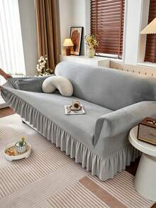 1PC Ultra Soft Thick Fabric Non-Slip Elastic Skirt Hem Sofa Cover, Dust-Proof, Pet-Proof, Waterproof, Anti-Dirt, 2 Colors Dark Gray And Light Gray Available, Suitable For 1/2/3/4 Seater Sofa, All Seasons - Multicolor - View 11