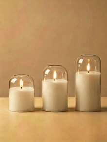 3pcs White Curved Transparent Acrylic Flameless LED Candles, And Worry-Free With No Fire Hazard, Flickering LED Candles, Durable, Battery Powered, Timer/Remote Control Function, Suitable For Decorating Dining Table, Party, Wedding And Holiday Atmosphere - White - View 2