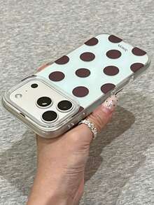 Minimalist Full Screen Brown Polka Dot Mint Green Background Colorblock Phone Case Compatible With IPhone 17 Pro Max 17 Pro 16 Pro Max 15 Pro Max 17 Air 14 Pro Max 13 12 Pro 16 Plus 11 Soft Small Fresh Protective Cover - Polka Dots - View 3