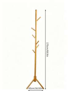 Solid Wood Floor-Standing Coat Rack With Multiple Hooks And A Stable Triangular Base. It Saves Space And Features Strong Load-Bearing Capacity. You Can Hang Clothes, Bags And Hats On It, Making It A Practical Household Item For Entryways And Bedrooms - Multicolor - View 9