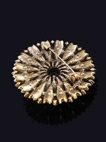1pc Exaggerated Sunflower Brooch, Luxury Elegant Design Pin Clothing Accessory Corsage - Gold - View 5