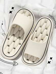 1 Pair One-Piece Molded Hollow Out Waterproof Quick-Dry Quiet Anti-Slip Bathroom Slippers - Slippers - View 5