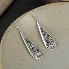 DIYCCPC 1 Pair Minimalist Vintage Earrings, Women's Casual Daily Wear, Daily Gathering Accessory - Antique Silver - View 7