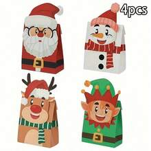 4/8/12pcs 3D Santa Snowman Reindeer Elf Party Box Packs, Xmas Goodie Boxes For Holiday Party Favors, Gift Boxes For Christmas Party Decorations - View 8