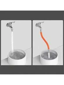 2/1pc Adjustable Foam Sink Drain Extension Pipe With Connector, 360° Faucet Extension Hose, Stainless Steel Material, Orange Rubber Soft Tube, Suitable For Bathroom, Kitchen, Toilet, Balcony And Wash Basin Drainage, Faucet Accessories, Home Essential, Suitable For Halloween, Thanksgiving, Christmas, New Year Gifts And More - Multiple Styles - View 6