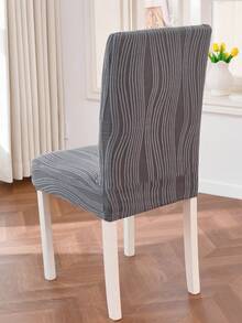 1/2/4/6pcs Jacquard Elastic Dining Chair Cover Set, Dark Color Full Coverage Stretchable Chair Slipcovers, Washable Soft Fleece Chair Protector, Suitable For Kitchen, Dining Room, Party, Wedding - Grey - View 5