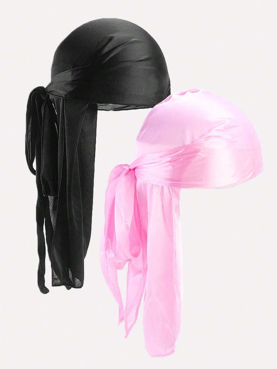2件組男士仿絲綢長尾嘻哈風 SILKY DURAG 頭巾