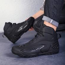 Off-Road Motorcycle Boots Leather Ankle Boots Unisex Rider Riding Boots Equipment All-Season Casual Breathable Racing Boots - Black - View 5