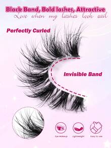 MAANGE 7 Pairs Segmented Fluffy False Eyelashes, 11-16mm, Cartoon Style False Eyelashes, Transparent Band False Eyelashes, Soft 3D Faux Mink False Eyelashes, Lightweight Fluffy Faux Mink False Eyelashes, Strip False Eyelashes, Suitable For Daily Use, Women's Travel, Party, Work And Other Occasions, False Eyelashes, Eyelashes - Black - View 11