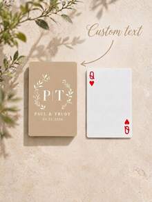 Personalized Custom Wedding Playing Cards Set (54 Cards) - Guest Book Alternative, Blank Message Cards, DIY Signature Favors, Unique Keepsake Cards, Elegant Floral & Letter Design, Suitable For Weddings, Engagements, Bridal Showers - Multicolor - View 1