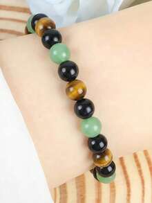 YAUKIA Bracelet de chance en aventurine verte 8 mm, apporte le bien-être et le calme émotionnel, le succès, bijou de yoga et de méditation, cadeau idéal - Multicolore - Voir 3