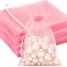5/10/20/50/100pcs Multi-Color Gauze Bags, Gift Packaging Bags, Gift Bags, Home Daily Necessities, Nylon Storage Bags, Holiday Party Supplies, Wedding Supplies, Gift Decoration Packaging, Small Packaging Bags, Jewelry Accessories Packaging, Gift Hanging Bags, Birthday Gift Jewelry Drawstring Bags - Pink - View 5