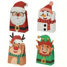 4/8/12pcs 3D Santa Snowman Reindeer Elf Party Box Packs, Xmas Goodie Boxes For Holiday Party Favors, Gift Boxes For Christmas Party Decorations - View 6