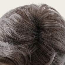 Men Mixed Salt Pepper Grey Brown Short Wig Heat Resistant Synthetic Wig For Daily Office Halloween Cosplay Costume Wig - Maroon - View 7