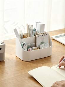 8pcs/1pc Divided Plastic Desktop Storage Box, Solid Color Minimalist Compartment Organizer, Suitable For All Seasons, Ideal For Women And Teenagers, Can Be Used In Bedroom Vanity, Dorm, Office Desk, To Store Cosmetics, Stationery, Small Items And Soft Rubber Toy Collectibles - Multiple Styles - View 7