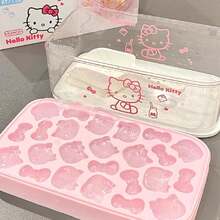 SANRIO KT貓頭冰模附蓋冰儲存盒，柔軟易脫模，防塵蓋設計衛生防異味，可冷凍冰塊，也能製作果凍、布丁、嬰兒食品零食，1件（4件組） - 彩色 - 查看 2