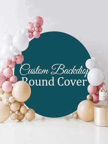 Fondo redondo personalizable (soporte no incluido), patrón/logo/texto imprimible, duradero, adecuado para bodas, fiestas de cumpleaños, bautizos, accesorios de fotomatón y decoraciones de fiesta, diseño redondo moderno, textura suave, fondo redondo - Multicolor - Ver 3