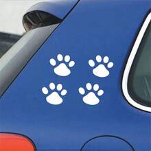 4件組汽車貼紙 趣味可愛狗狗爪印貼紙 足跡貼紙 動物貼紙 乙烯基摩托車汽車裝飾貼紙 - A - 查看 4