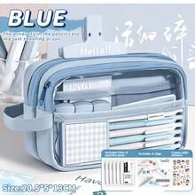1pc Pencil Case Stationery Bag, Large Capacity Pencil Box, Marker Pen Holder, Portable Stationery Storage Bag, Cosmetic Organizer, Multiple Colors Available, Beautiful And Durable, Suitable For Students, Teenagers, Adults, School And Office Use, Back To School Essential - Rectangular Style - View 6