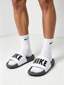 Nike Offcourt 男士舒適休閒百搭拖鞋 - 黑與白 - 查看 1