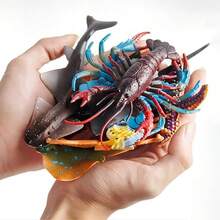 10款大號純色手繪PVC海洋動物模型，螃蟹、海馬、章魚、魟魚，兒童教育蛋糕裝飾節日禮物 - 彩色 - 查看 6