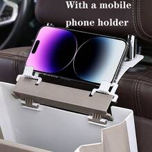 Foldable Car Backseat Trash Can Multi-Functional Hanging Storage Box Waterproof Auto Interior Garbage Bin Organizer With A Mobile Phone Holder - Multicolor - View 2