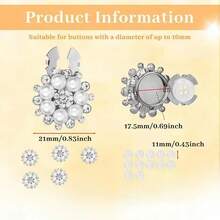 17pcs Unisex Shirt Button Covers, Includes 12 White Sewing Buttons, Detachable Pearl Button Pins For Shirt, Hat And Other Clothing Decoration - Multicolor - View 8