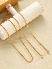 1pc Fashion Casual Multi-Layer Long Necklace For Women, Suitable For Daily Wear, Vacation And Party - Yellow Gold - View 3