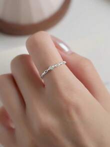 Juego de 5 anillos abiertos de cobre con flor de circonita cúbica dulce y símbolo de infinito, adecuado para mujeres en vacaciones y bodas (Caja de regalo no incluida) - Plateado - Ver 8