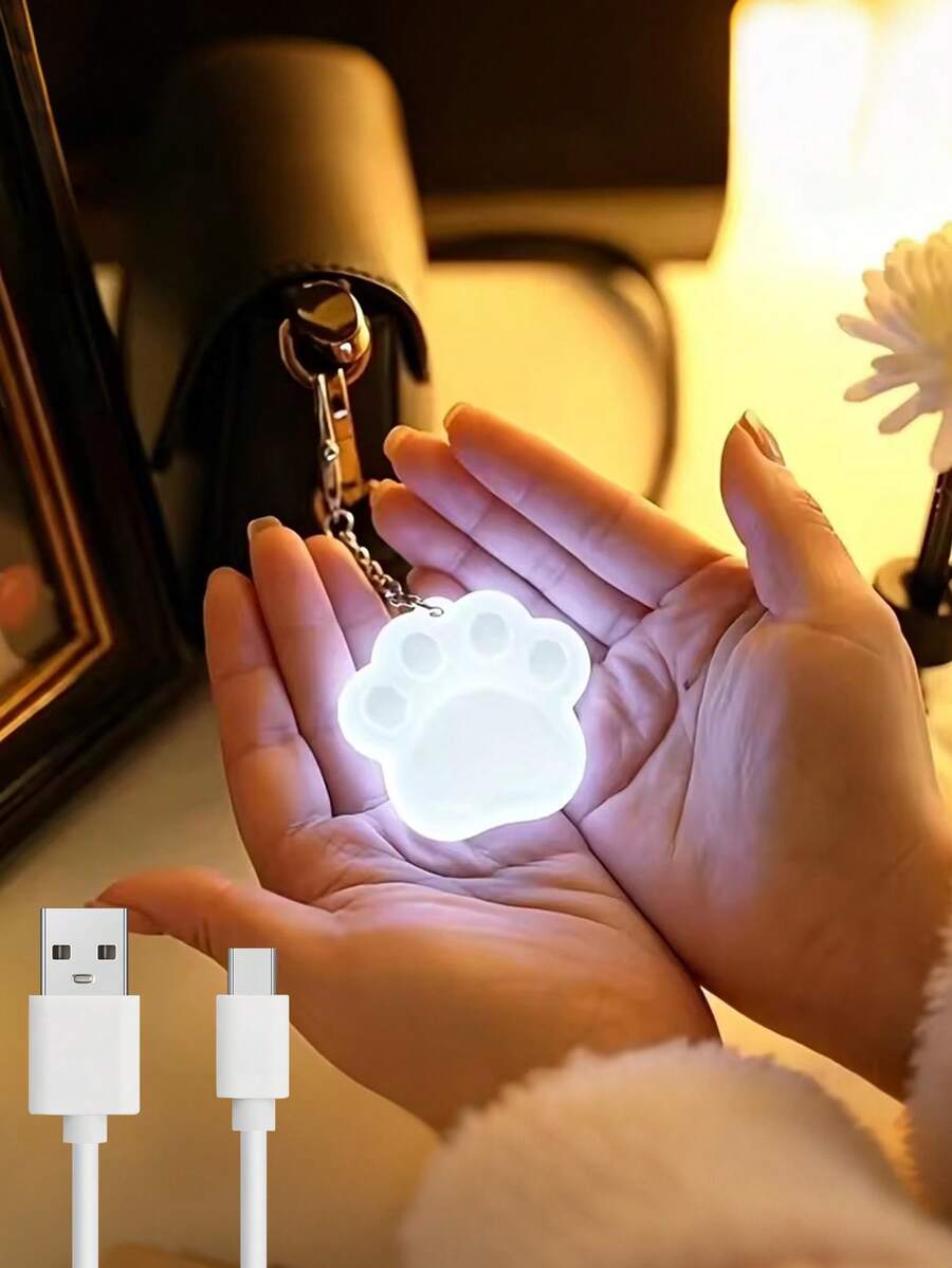 1個愛心形USB燈，5V可充電錢包燈、手提包燈、包包燈、寵物夜間安全燈、女孩背包感應燈，觸控感應，延時自動關燈，適用於錢包、手提包、托特包、沙灘包，生日禮物、情人節禮物，絕佳禮品