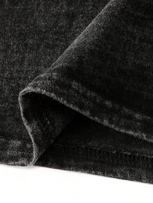 Women's Pure Cotton American Style Black Washed Distressed Fashion Vintage Street Casual Vacation Home School Hot Girl Unisex Loose Long Sleeve Crew Neck Sweatshirt - Black - View 8