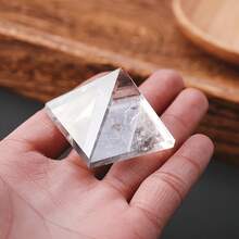 1pc/2pcs Random Natural Transparent Crystal Pyramid Decor, Bohemian Style Home Decoration Crystal Tower, Great Gift For Holidays - Clear Quartz Tower - View 4