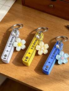 Portable Folding Ruler With Keychain,Cherry Blossom Pendant Ruler Charm,Office Measurement Tools,Cute Bag Charm,Pocket Tape Measure - Multicolor - View 3