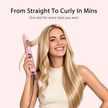 LANDOT Ceramic Flat Iron Hair Straightener, Professional Hair Straightener, Create Smooth Straight Hair Style, 1 Inch High-End 2-In-1 Styling Tool, With Digital Temperature Control - Rose Gold - View 4