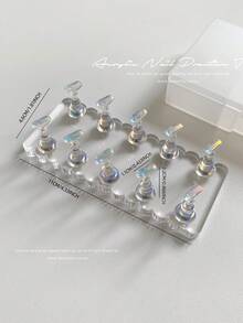 3D Resin Acrylic Rectangular Right-Angle Ripple Base Nail Art Display Stand With Aurora White, Purple, Pink, Champagne, Alloy Gold And White K Finger Holder Practice Tray Set, Korean-Japanese Style Floral Laser DIY For Home, Outdoor, Women, Mom, Sister, Wife, Girlfriend, Wedding, Nail Salon, Beauty Parlor, Valentine's Day - Multicolor - View 20
