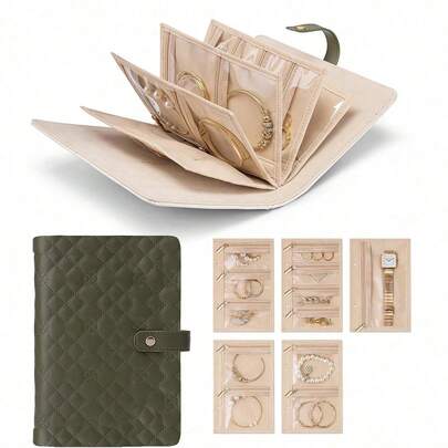Jewelry Travel Organizer Case Transparent Storage Book Ring Binder Bags Clear Booklet Zipper Pouch Bag For Necklaces, Earrings, Rings, Bracelets,Black