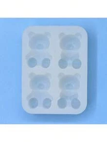4格卡通熊香氛蠟燭矽膠模具，DIY動物熊環氧樹脂石膏通孔冰箱貼多功能家居裝飾模具 - 白色 - 查看 4