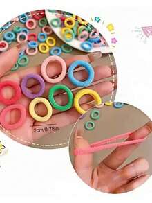 200pcs Children Multi-Color High Elasticity Hair Ties, Simple Basic Practical Rubber Hair Bands, Student Gift, Daily Use Hair Accessories - Multicolor - View 5