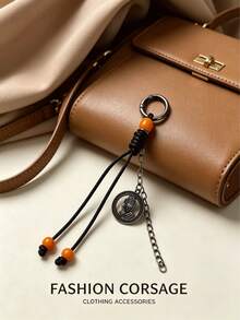 1PC Handmade Wax Rope Keychains, Vintage Knot Pendant For Bag Purse, Boho Phone Strap Purse Charm, Unique Retro Accessory Gift For Women - Multicolor - View 1