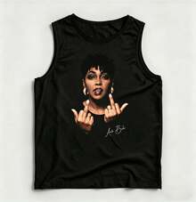Vintage Anita Baker Big Head T-Shirt Unisex Retro R&B Graphic Tank Top Must-Have For 80s Music Fans Soft Comfy Top Perfect For Concerts Hangouts - 黑色13 - 查看 1