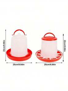 Automatic Pet Feeding And Watering Set, 160ml/1KG/2KG Capacity, Suitable For Chickens, Pigeons, Quails And Other Poultry, Livestock Feed Trough And Water Bucket, Unattended Feeding And Watering Equipment - Red and White - View 11