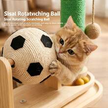 3-In-1 Wooden Cat Scratching Post Cat Toy, Includes Cat Scratching Ball, Rolling Track Ball And Hanging Ball, Protects Furniture, Relieves Cat Boredom, Suitable For Indoor Cats - one-size - View 4