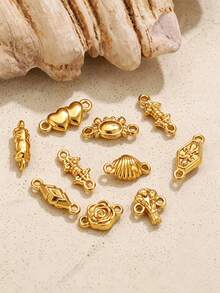 20 Peças Pingentes de Aço Inoxidável Banhados a Ouro 18K com Duplo Furo, Conectores Vintage Boho para Fabricação de Joias, Suprimentos para Fabricação de Joias DIY - Conector duplo suspenso - Visão 5
